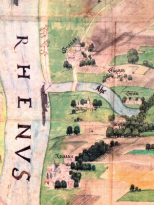 die älteste Darstellung Bodendorfs auf der "Karte des unteren Ahrtals" 1570/71